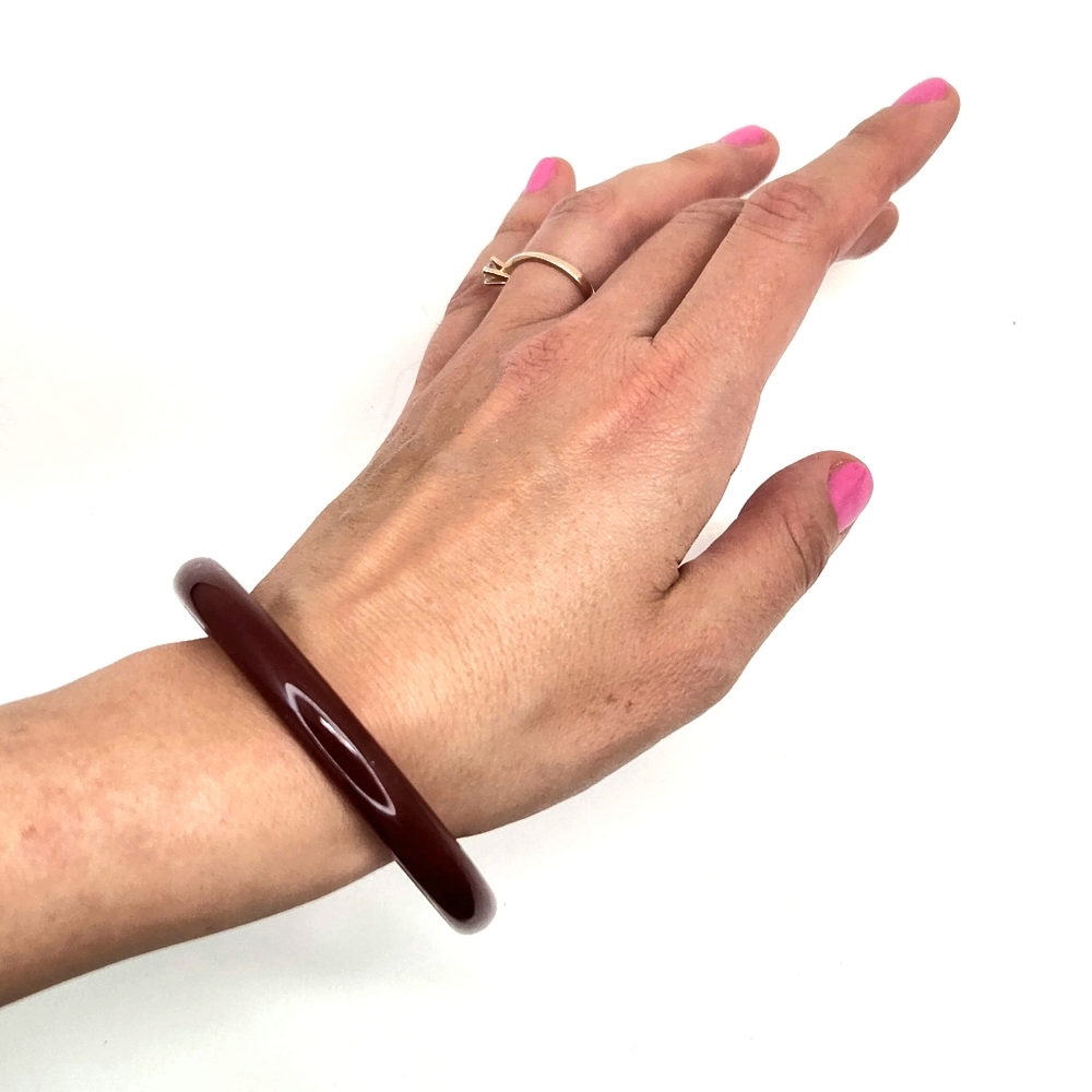 Vintage Bracelet Bangle Burgundy /  Brown 2 11/19 inches